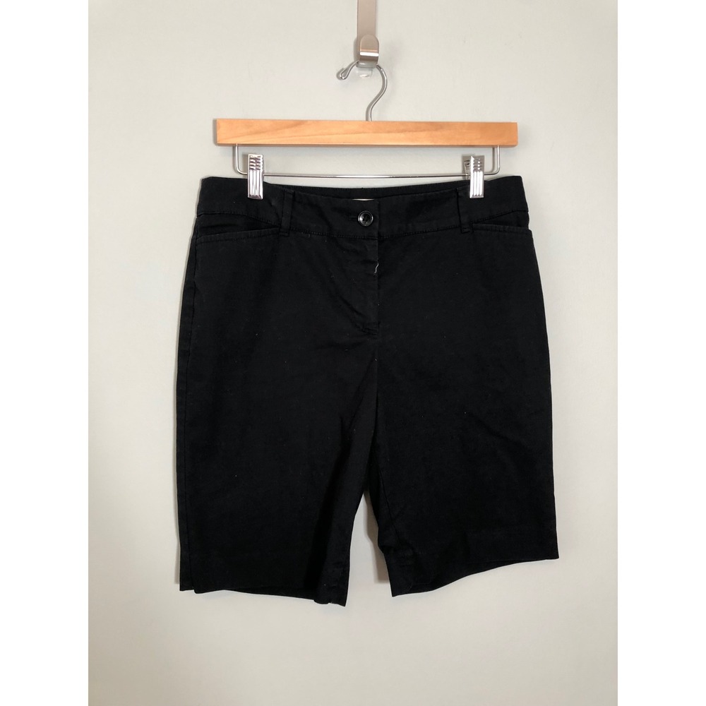 Talbots Chino Shorts Women 6P Black Stretch Cotton Mid Rise Casual Pocketed